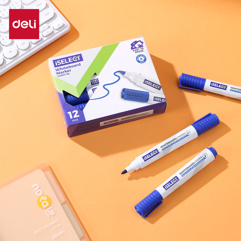 iSelect Whiteboard marker-1.8mm-BL | Blue ink | Bullet-tip | Smooth | Water-resistant tip