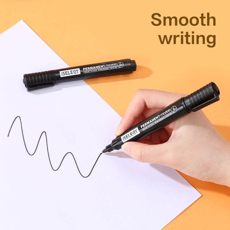 iSelect Permanent marker-2.0mm-BK | Black ink | Bullet-tip | Fade- resistant | Smooth writing | Non-toxic