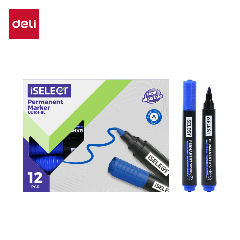 iSelect Permanent marker-2.0mm-BL| Blue ink | Bullet-tip | Fade- resistant | Smooth writing | Non-toxic