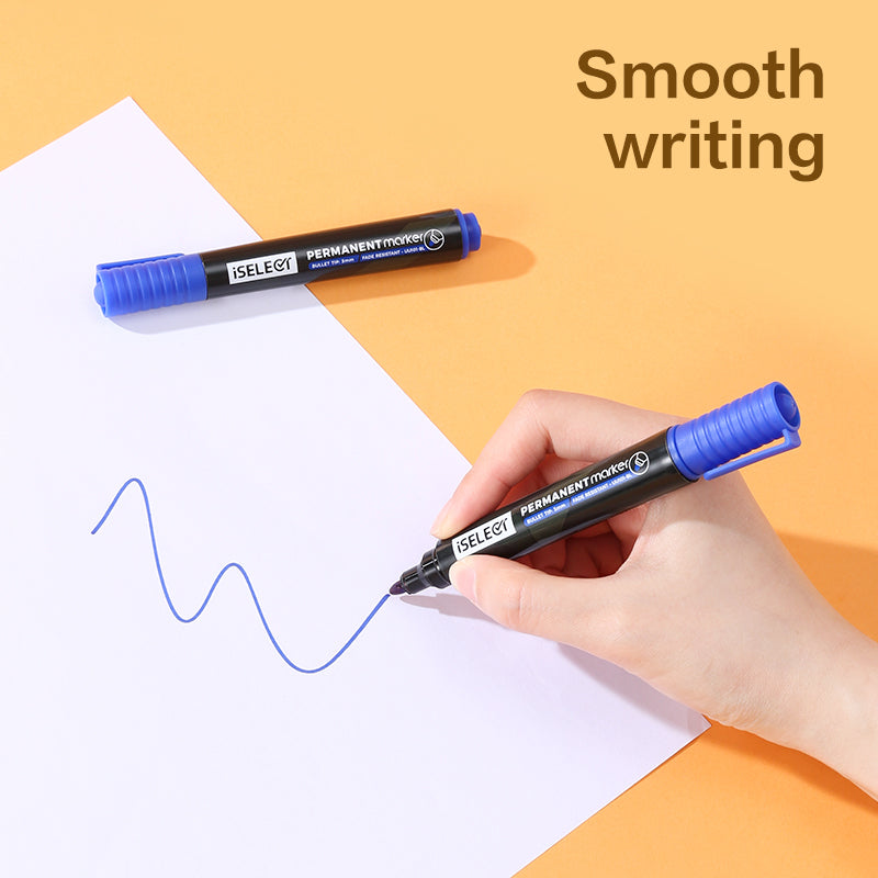 iSelect Permanent marker-2.0mm-BL| Blue ink | Bullet-tip | Fade- resistant | Smooth writing | Non-toxic