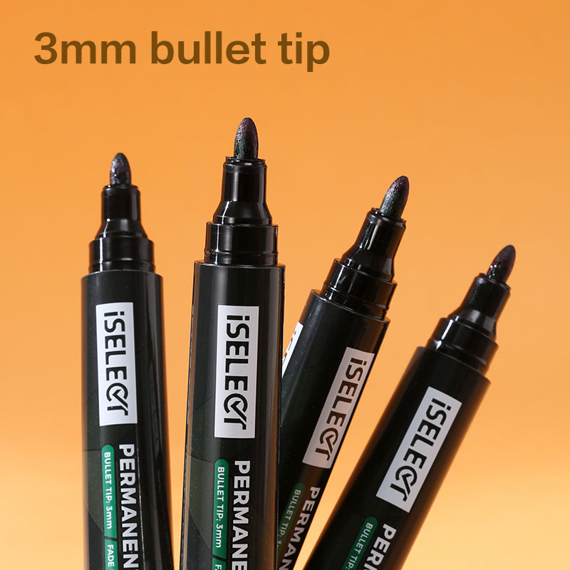 iSelect Permanent marker-2.0mm-GN | Green ink | Bullet-tip | Fade-resistant | Smooth writing | Non-toxic
