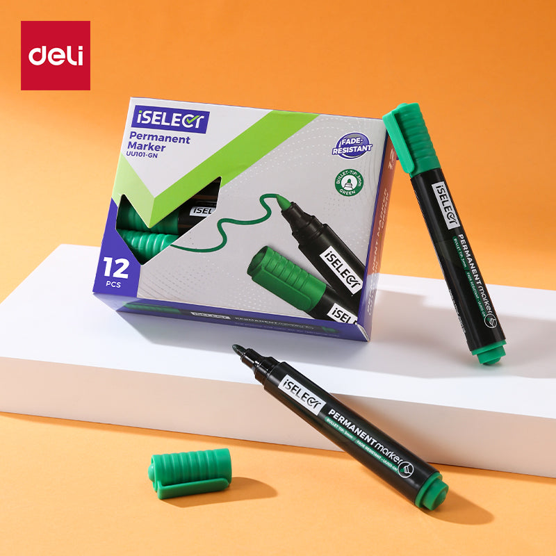 iSelect Permanent marker-2.0mm-GN | Green ink | Bullet-tip | Fade-resistant | Smooth writing | Non-toxic