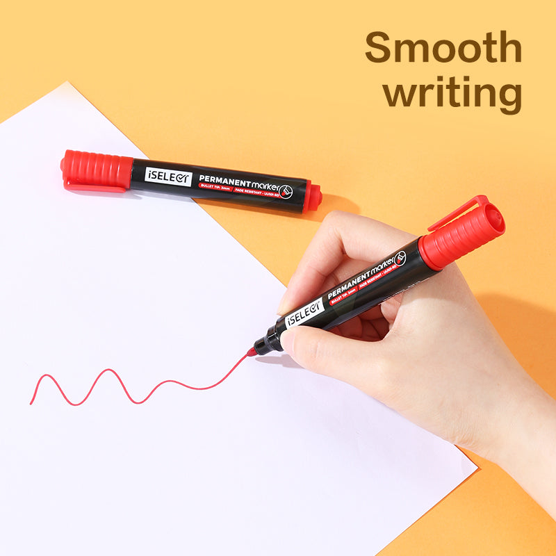 iSelect Permanent marker-2.0mm-RD | Red ink | Bullet-tip | Fade- resistant | Smooth writing | Non-toxic