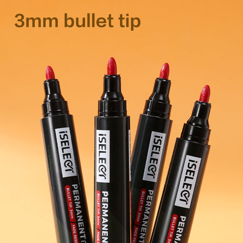 iSelect Permanent marker-2.0mm-RD | Red ink | Bullet-tip | Fade- resistant | Smooth writing | Non-toxic