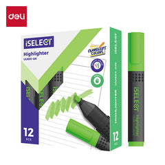 iSelect Highlighter-1.4mm-GN | Green neon color | Chiesel tip | Smooth highlighting | Bright