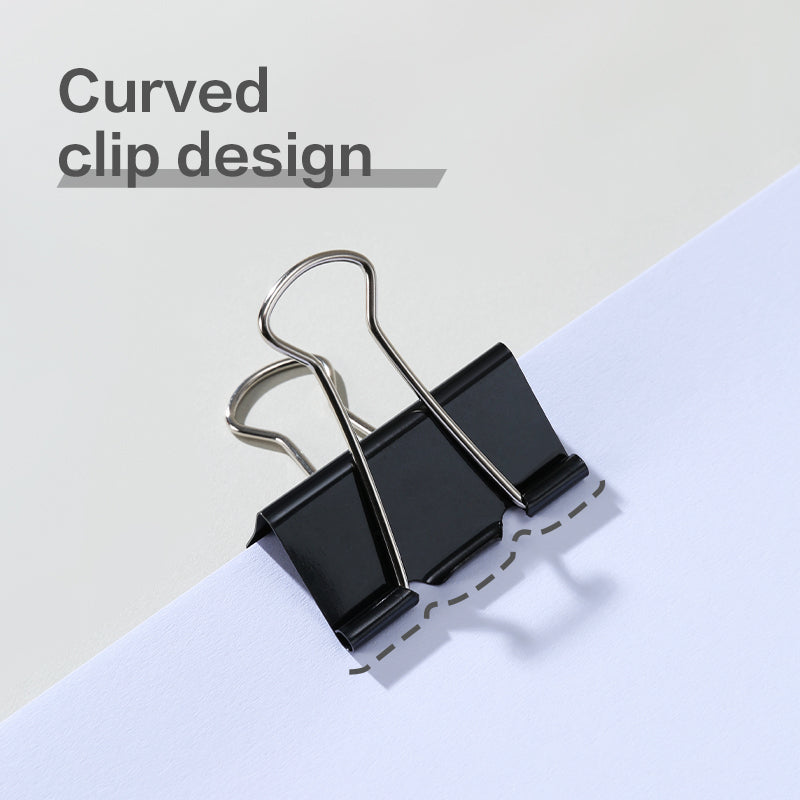 Select Binder Clips-1-51mm-12pcs |  Smooth clamping | Sleek Metallic Finish | Curved Clip