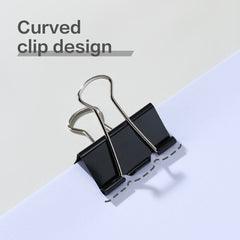 Select Binder Clips-1-51mm-12pcs |  Smooth clamping | Sleek Metallic Finish | Curved Clip