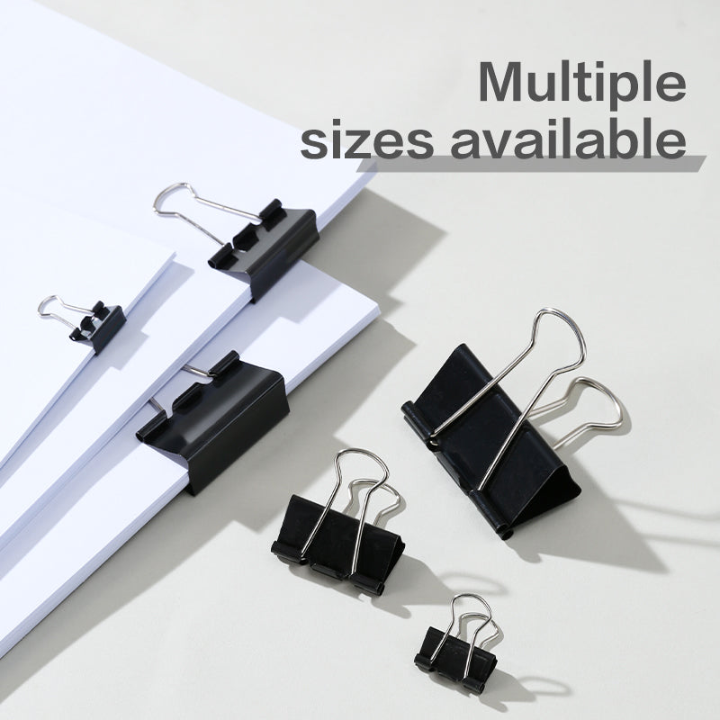 Select Binder Clips-1-51mm-12pcs |  Smooth clamping | Sleek Metallic Finish | Curved Clip