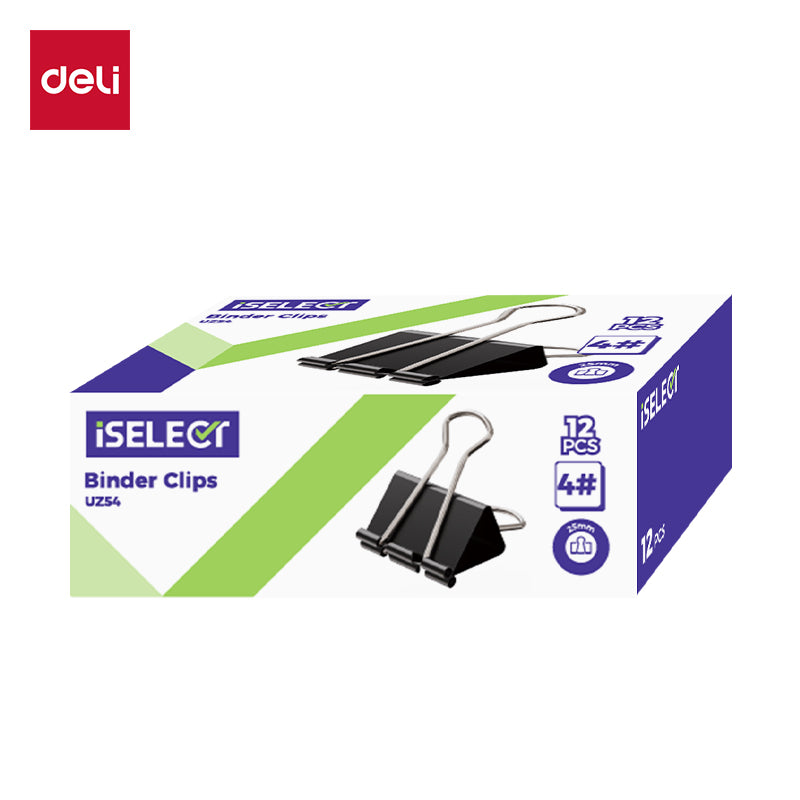 iSelect Binder Clips-4-25mm-12pcs | Smooth clamping | Sleek Metallic Finish | Curved Clip