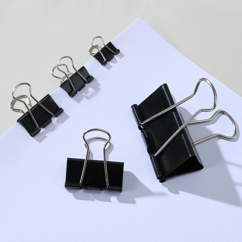 iSelect Binder Clips-5-19mm-12pcs | Smooth clamping | Sleek Metallic Finish | Curved Clip