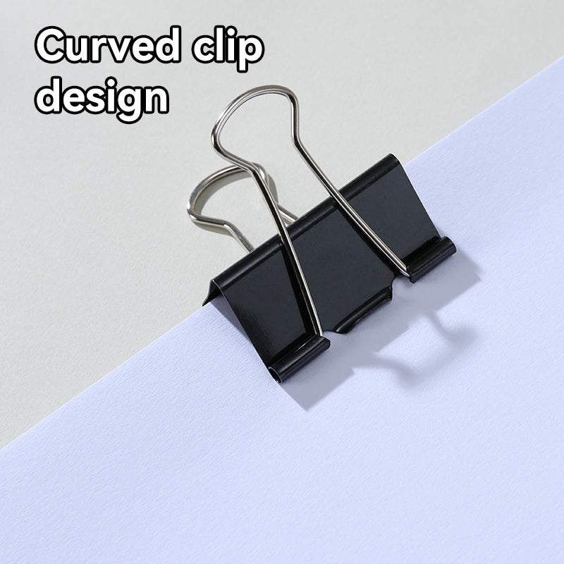iSelect Binder Clips-6-15mm-12pcs | Smooth clamping | Sleek Metallic Finish | Curved Clip